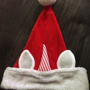 Festive Red Santa Hat with Unicorn Horn
